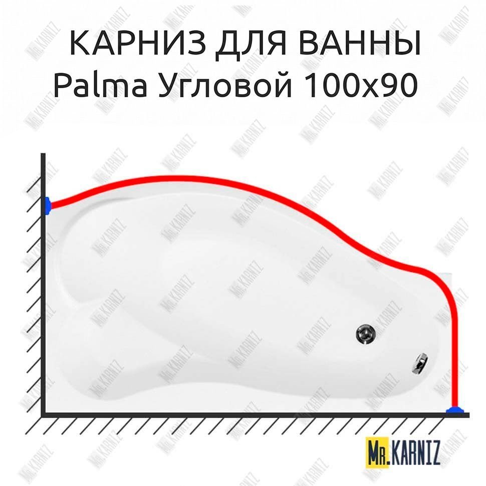 Карниз для ванны Aquanet Palma Угловой 170х100 Усиленный 20 мм MrKARNIZ