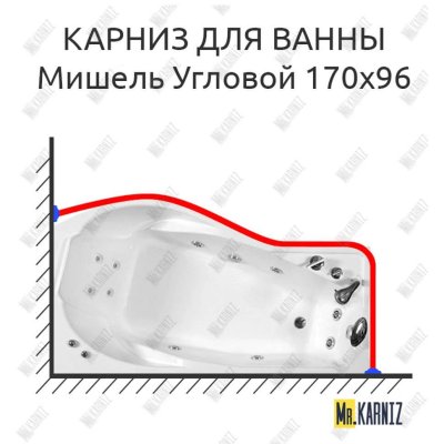 Карниз для ванны Triton Мишель Угловой 170х96 Усиленный 20 мм MrKARNIZ
